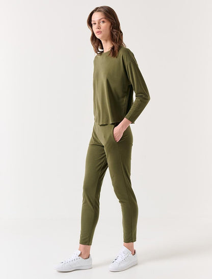 Khaki High Waist Comfortable Jogger Trousers