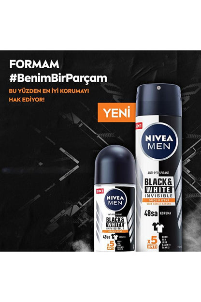 Men's Roll On Deodorant Black&amp;White Invisible Strong Effect 50 ml 48 Hours Anti-Perspirant Protection