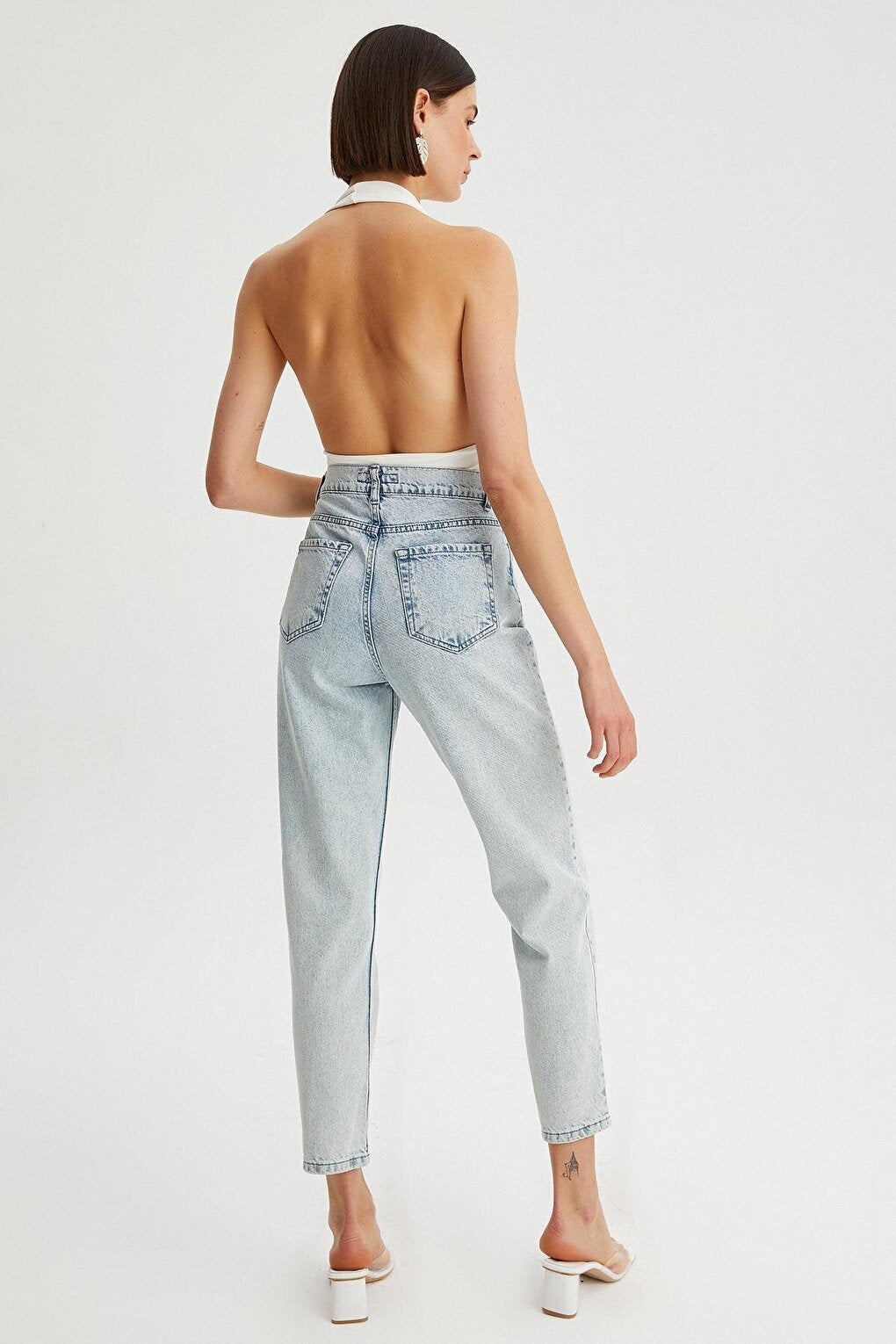 Women's Waist Detailed Ripped Jean Trousers