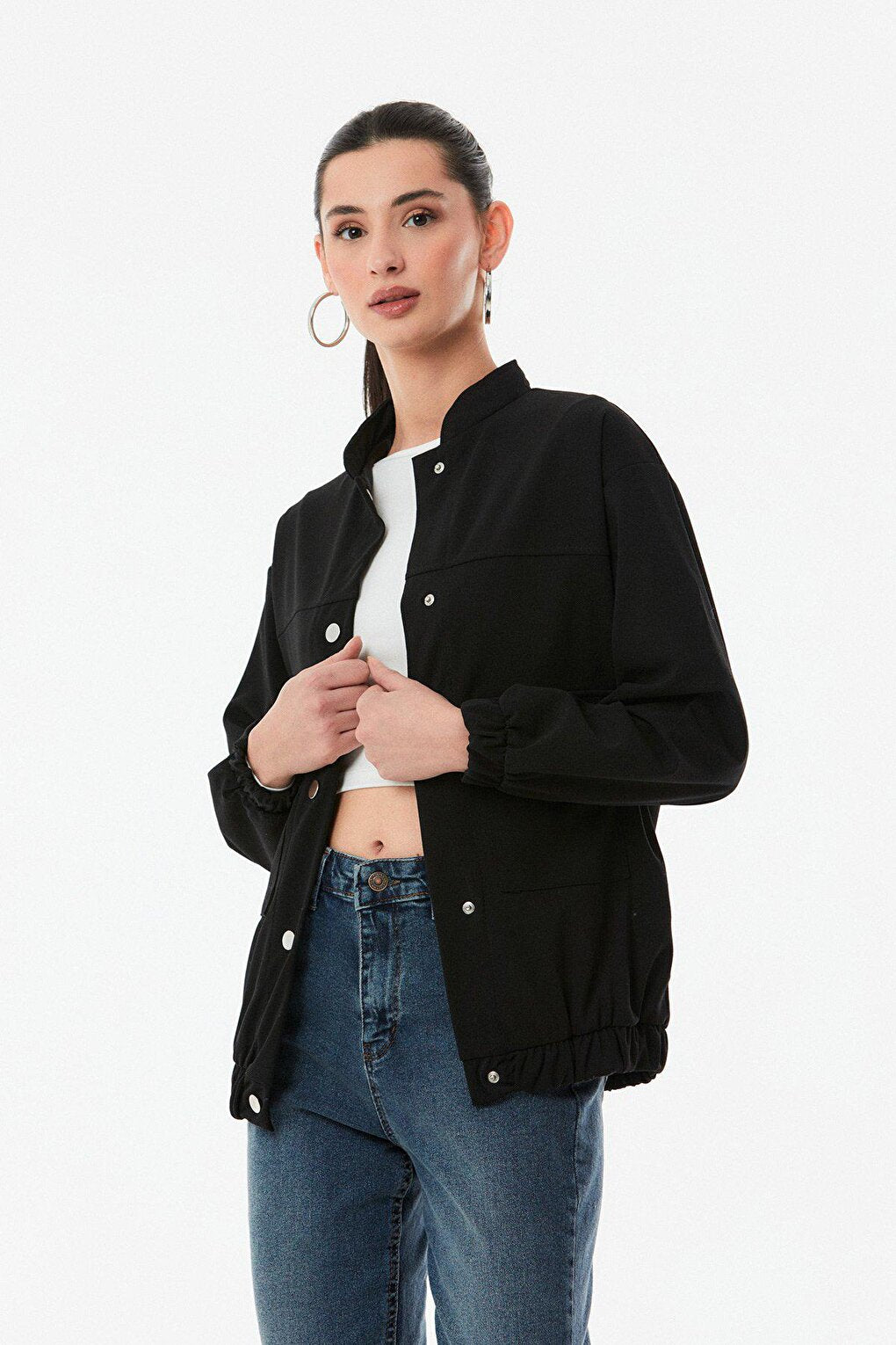 Snap Fastener Double Pocket Jacket