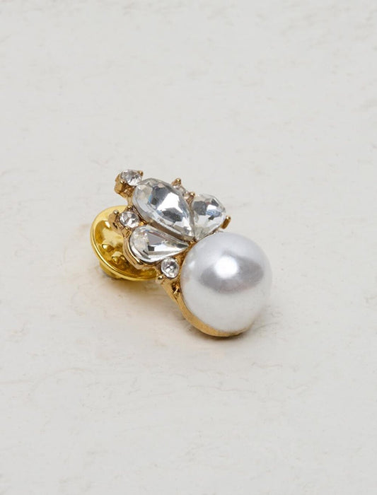 White Stone Pearl Stylish Brooch