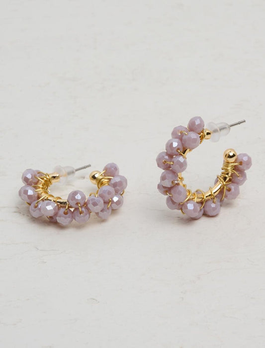 Lilac Spiral Bead Detailed Hoop Earrings