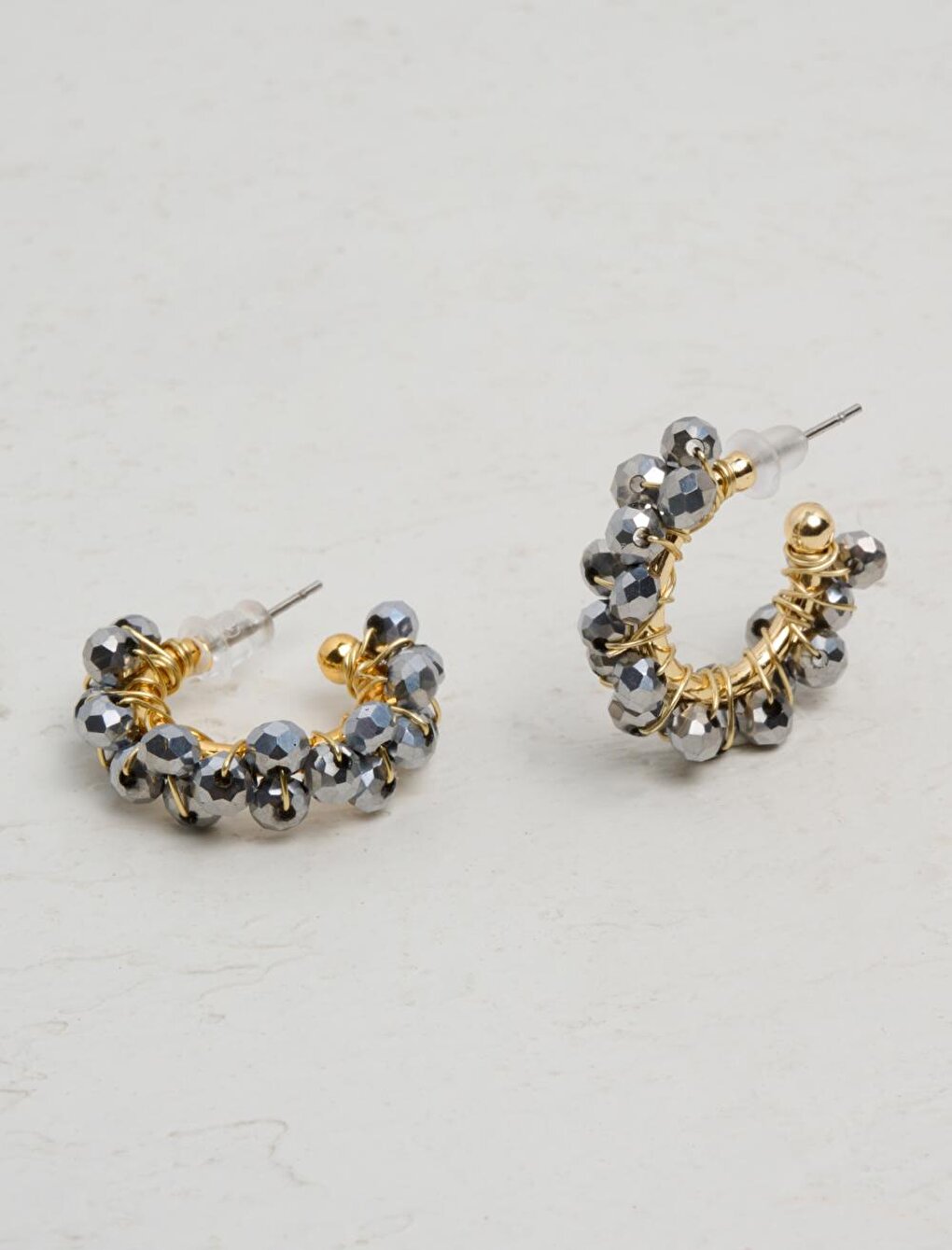 Stylish Earrings with Silver Spiral Beads