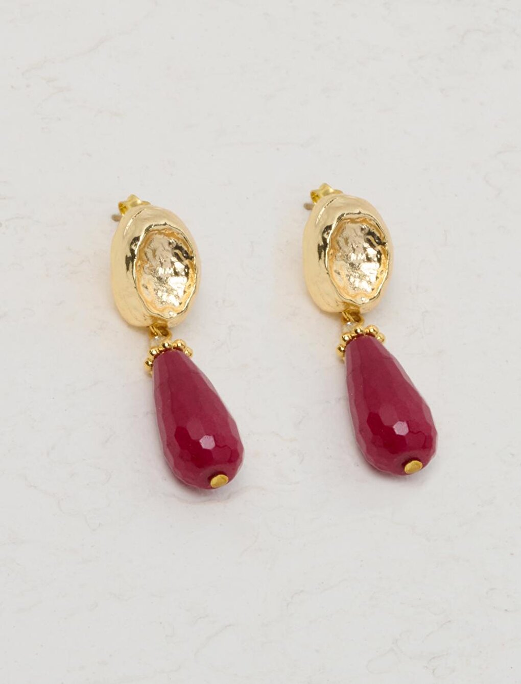 Dark Pink Drop Shaped Dangle Earrings