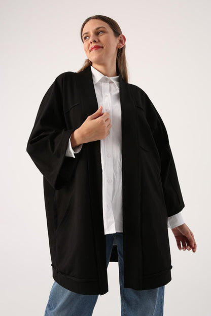 Black Bat Sleeve Oversize Cardigan