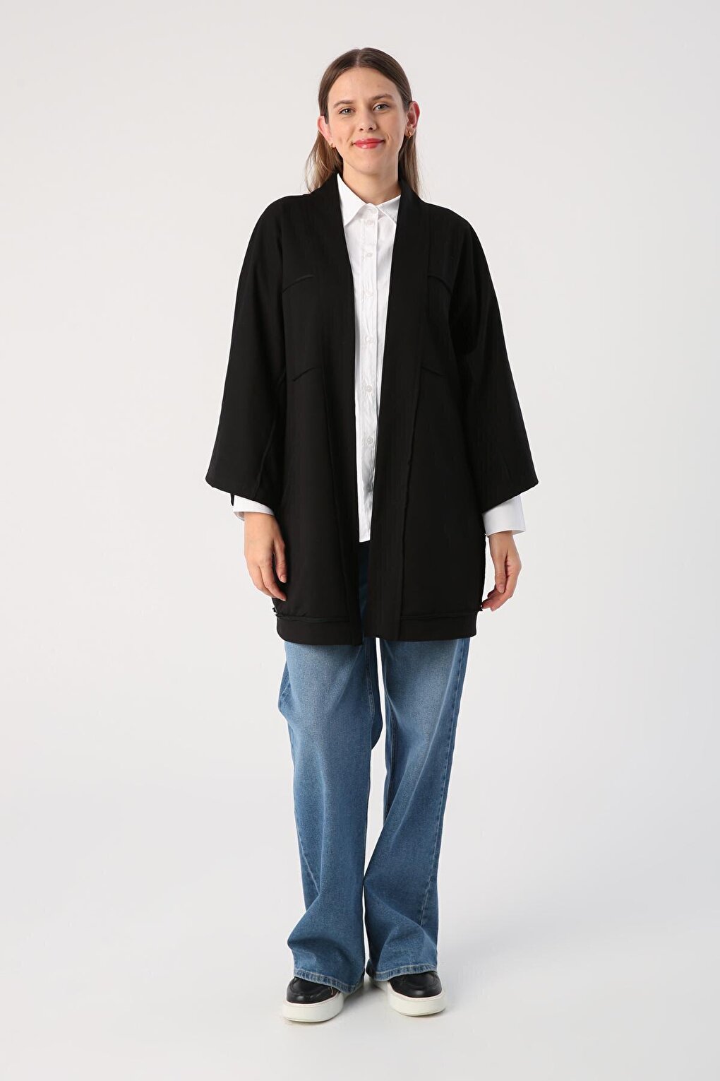 Black Bat Sleeve Oversize Cardigan