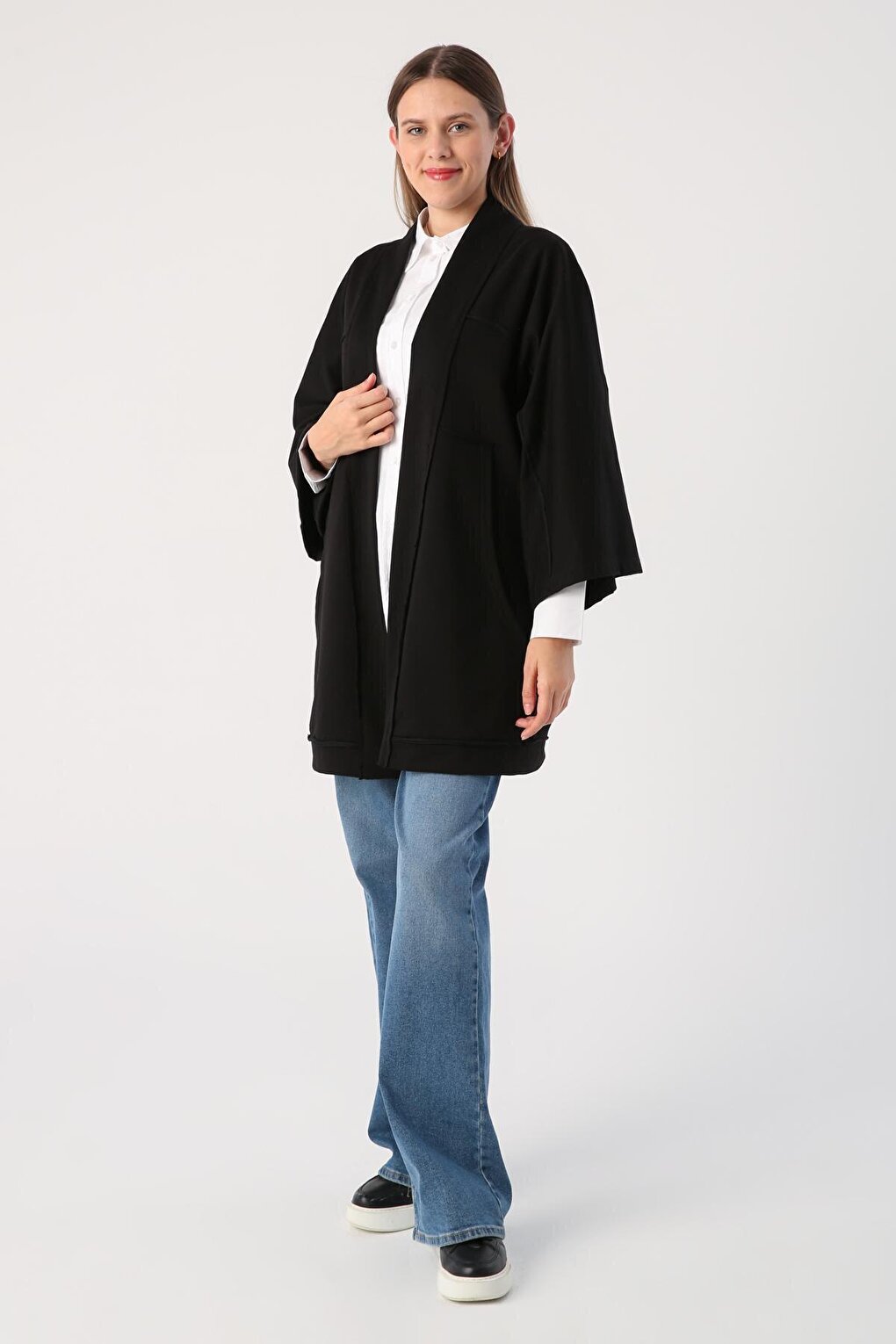 Black Bat Sleeve Oversize Cardigan