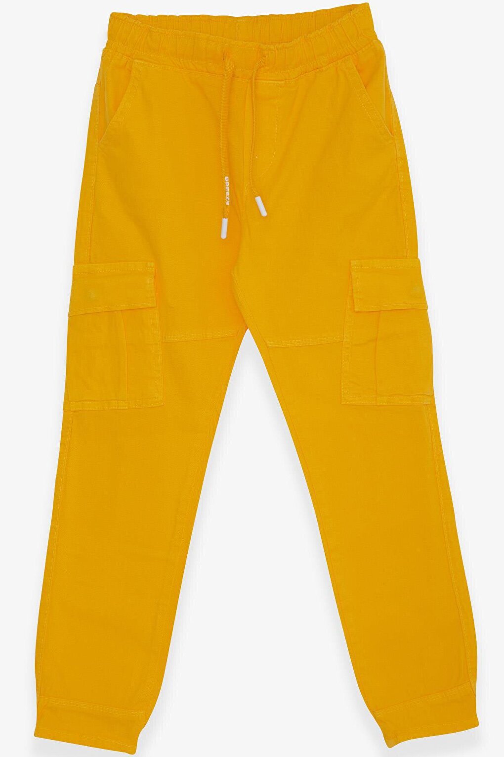 Boys' Trousers with Elastic Waist Cargo Pocket Yellow (Ages 8-14)