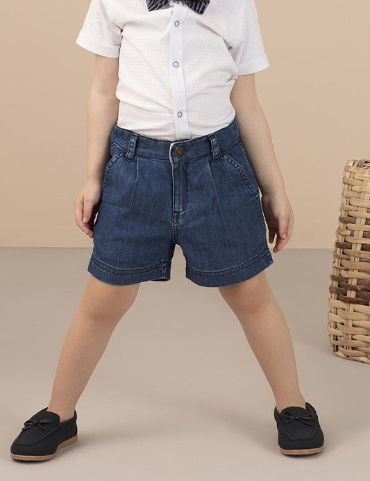 Pleated Boy's Jean Shorts