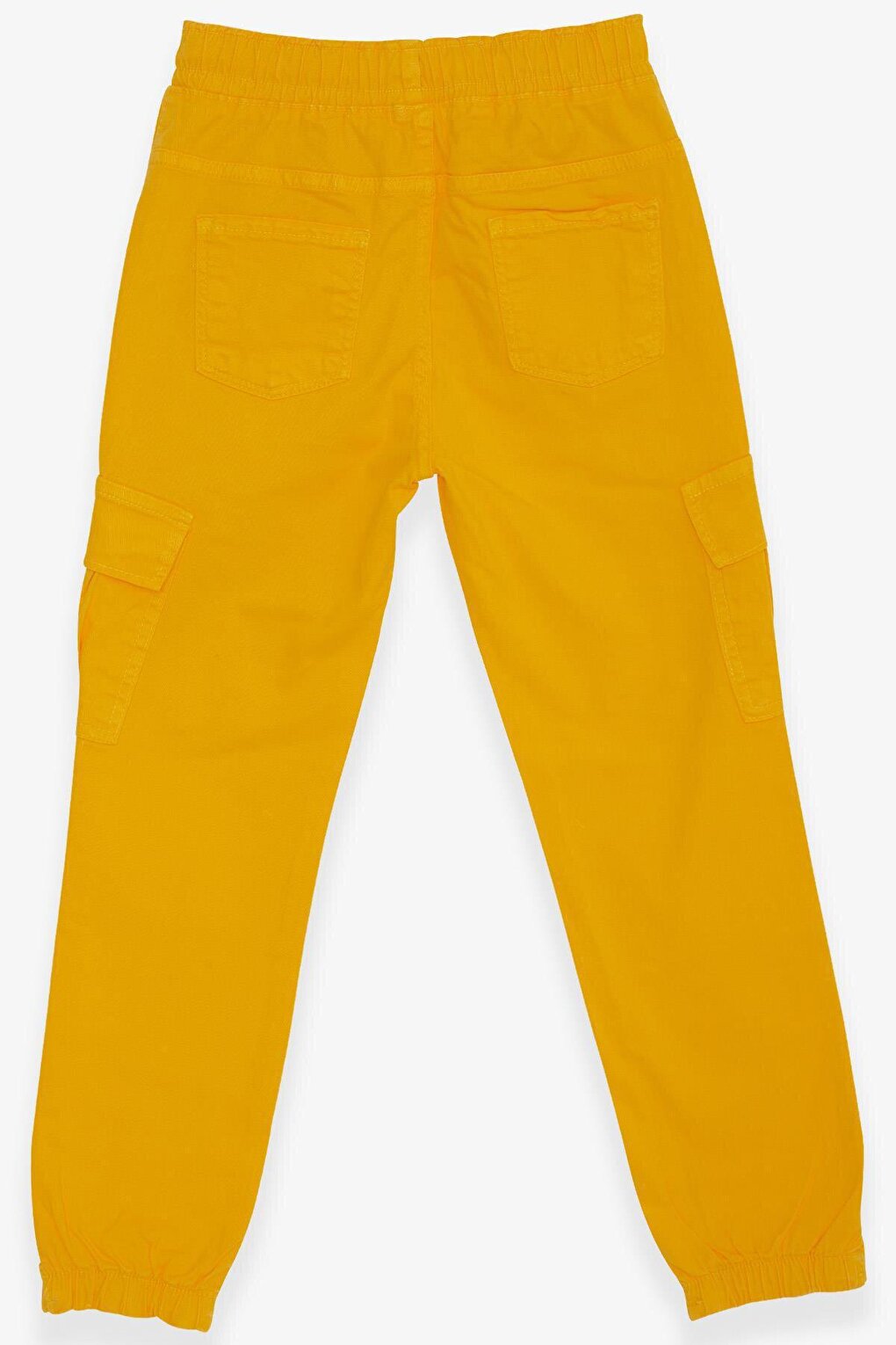 Boys' Trousers with Elastic Waist Cargo Pocket Yellow (Ages 8-14)