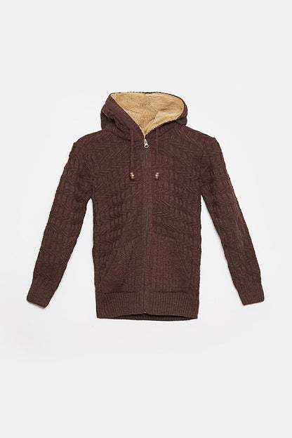 Fur Detailed Knitwear Boys Cardigan