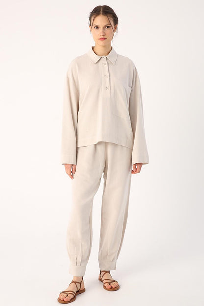 Stone Large Pocket Linen Shirt