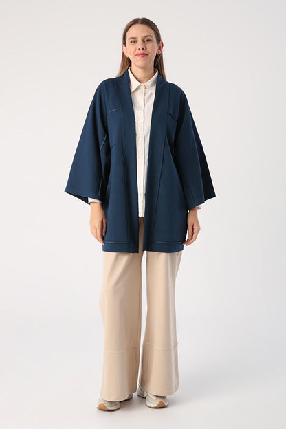 Dark Indigo Bat Sleeve Oversize Cardigan