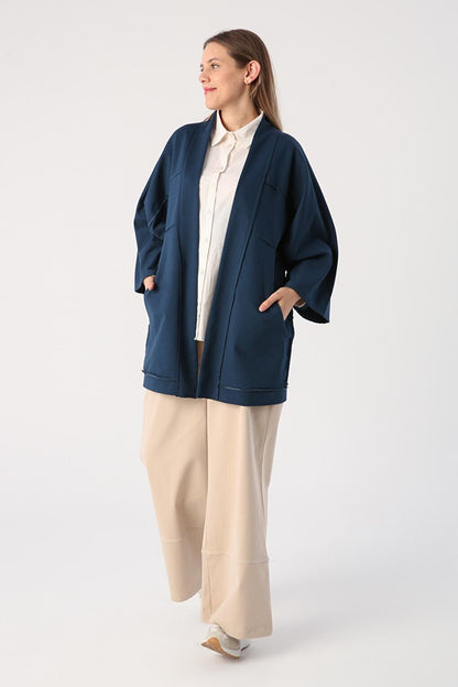 Dark Indigo Bat Sleeve Oversize Cardigan