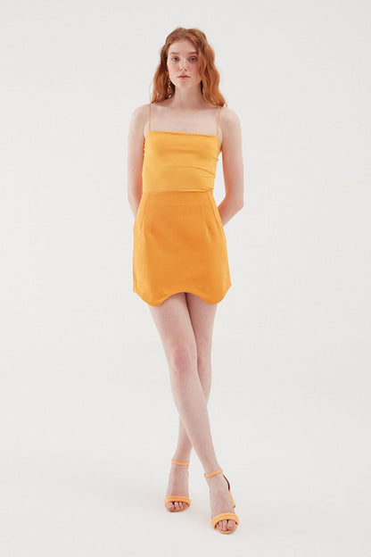 Asymmetric Mini Skirt Orange