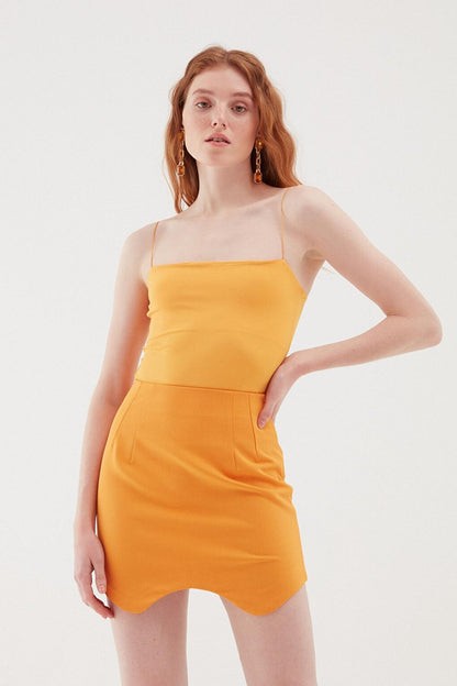 Asymmetric Mini Skirt Orange