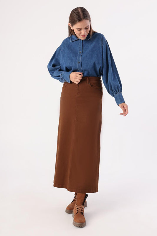 Brown Classic 5 Pocket Skirt