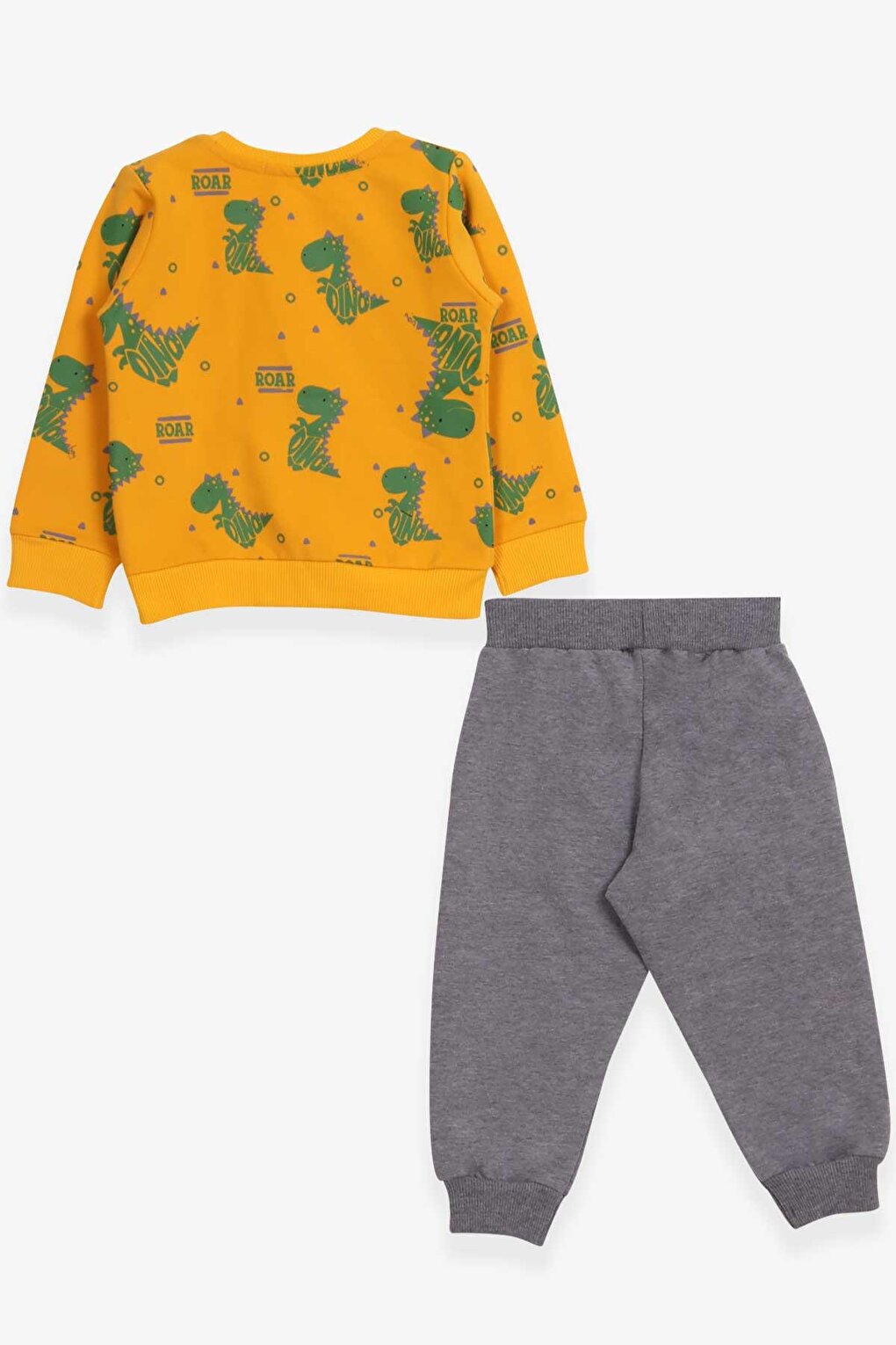 Baby Boy Tracksuit Set, Cute Dinosaur Patterned Mustard Yellow (Age 1-1.5)