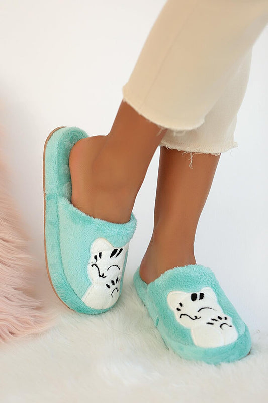 Smiling Cat Thermal Sole Closed Front Women's House Slippers 001-1967-21