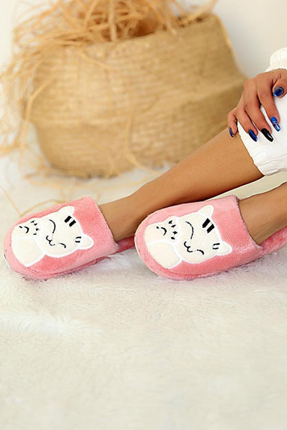 Smiling Cat Thermal Sole Closed Front Women's House Slippers 001-1967-21