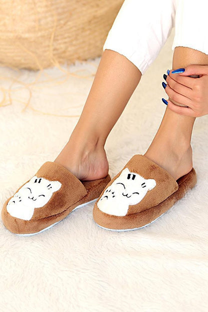 Smiling Cat Thermal Sole Closed Front Women's House Slippers 001-1967-21