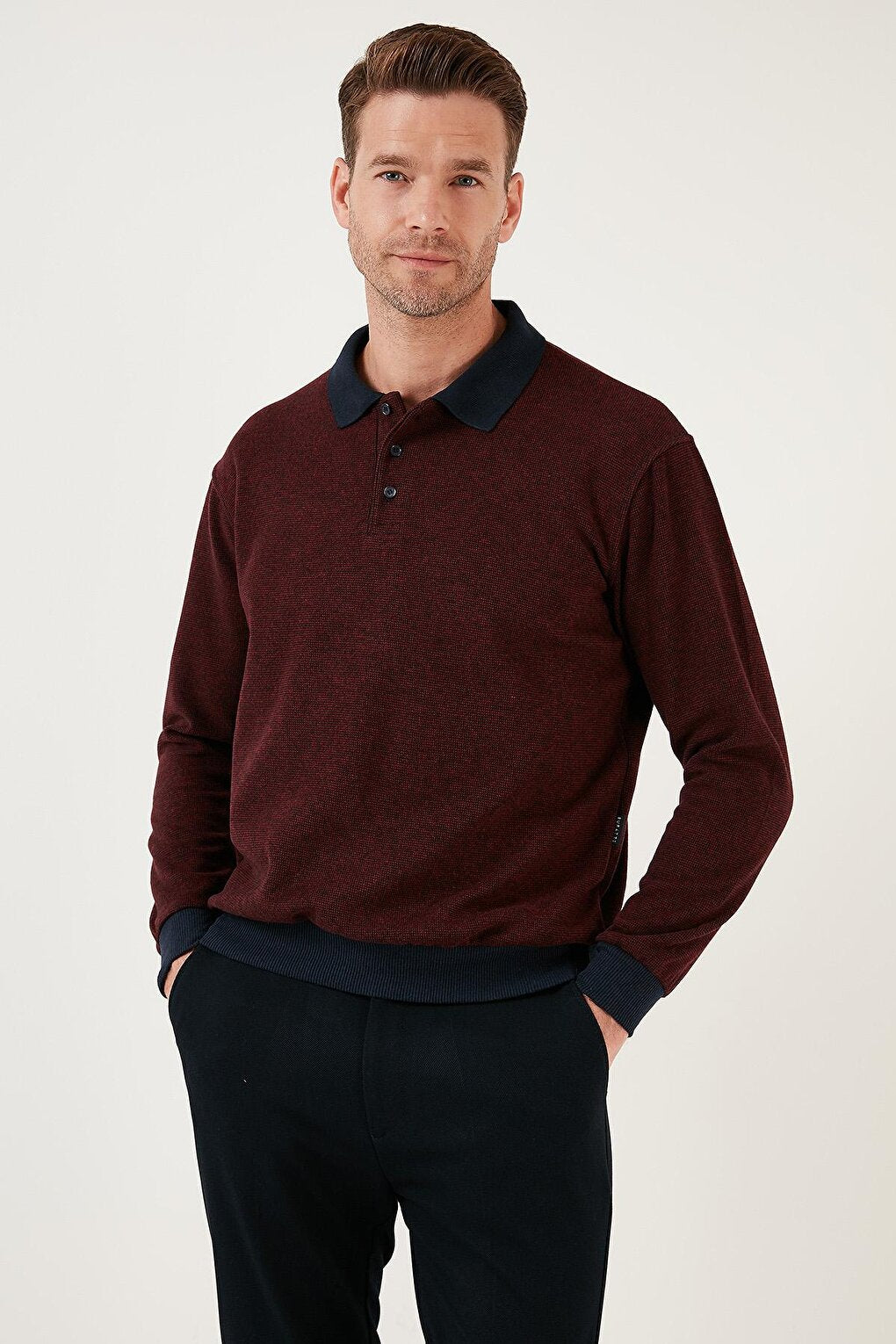 Cotton Regular Fit Buttoned Polo Neck Sweater 456211