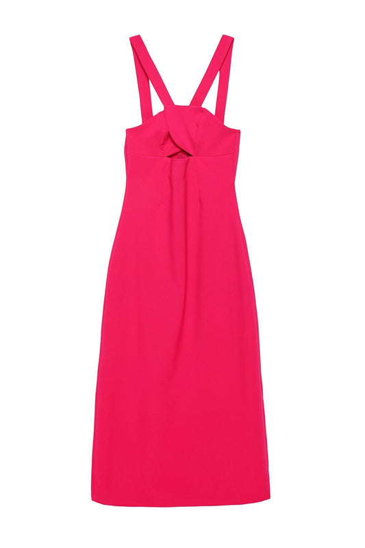 Midi Dress Fuchsia with Cross Back Straps