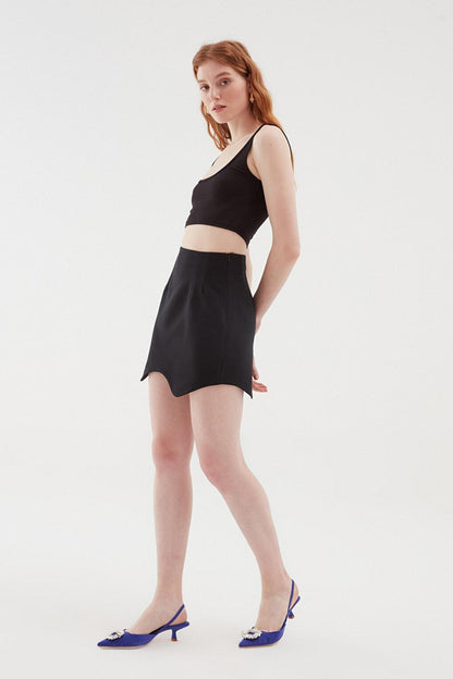 Asymmetrical Mini Skirt Black