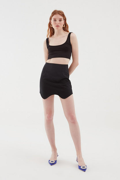 Asymmetrical Mini Skirt Black