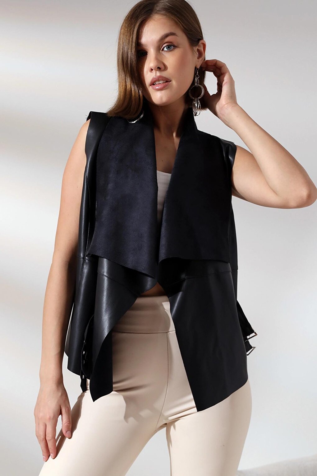 Waist Belt Faux Leather Vest