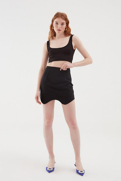 Asymmetrical Mini Skirt Black