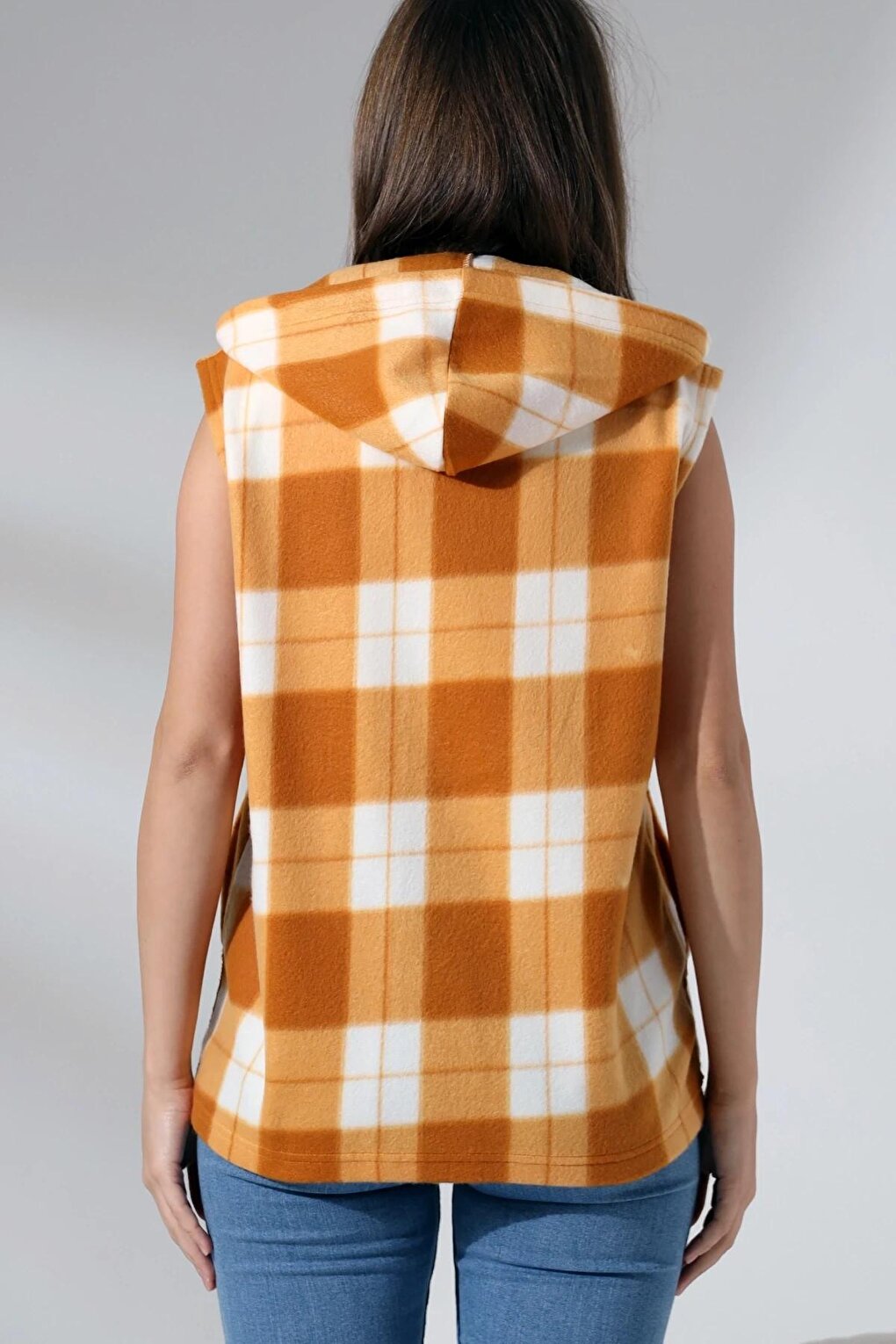 Plaid Hooded Fleece Vest