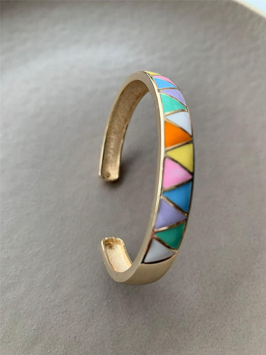 Colorful Enamel Triangle Shaped Bracelet