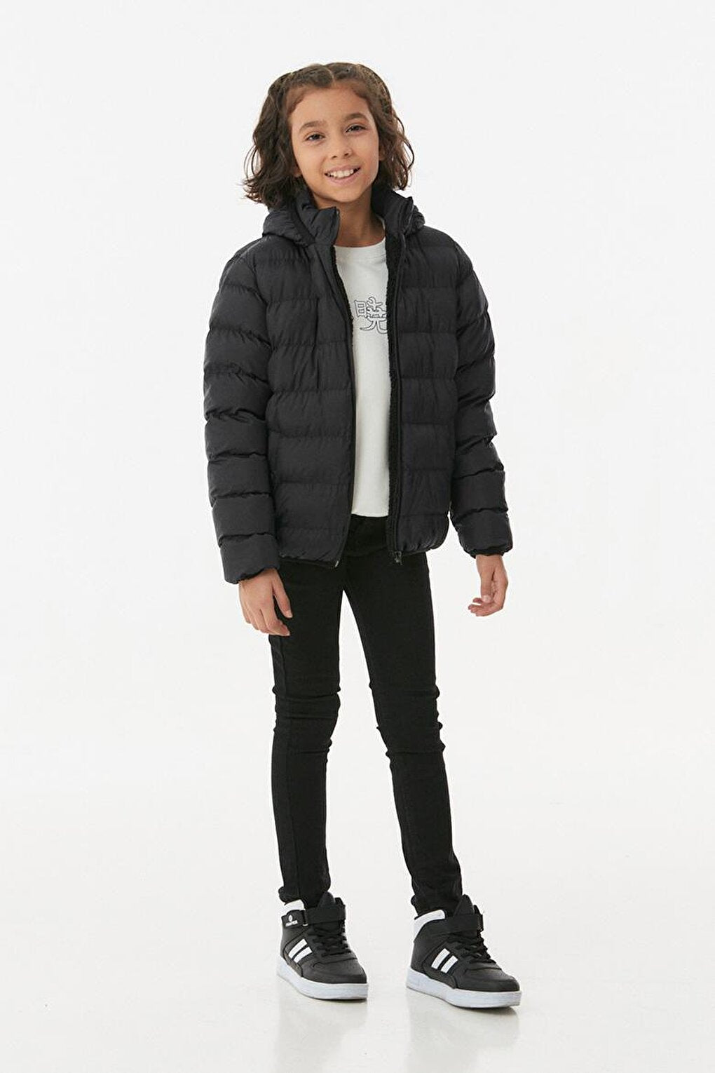 Hooded Unisex Kids Puffer Coat with Snap Pockets