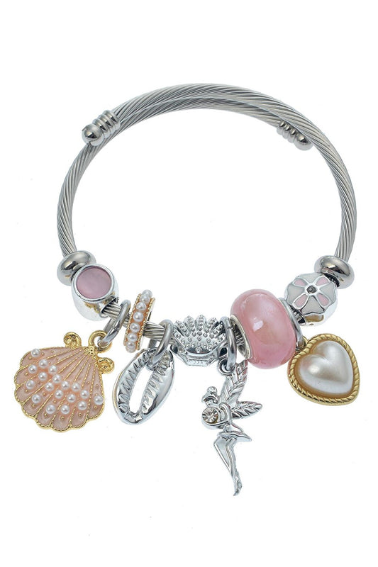 Pink Seashell Heart Figured Charm Bracelet