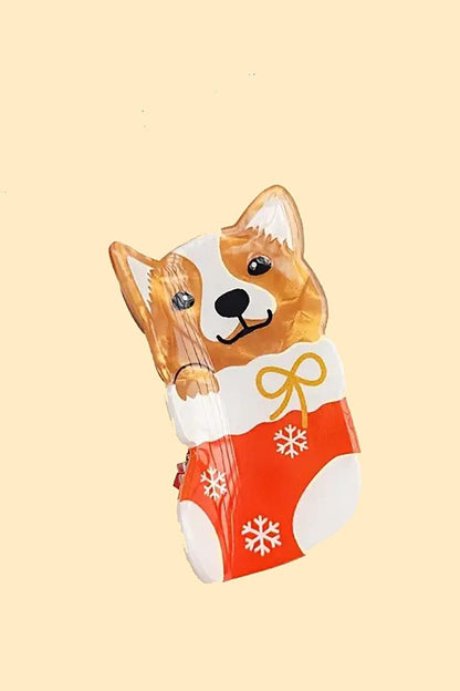 Christmas Sock Dog Peg Clasp