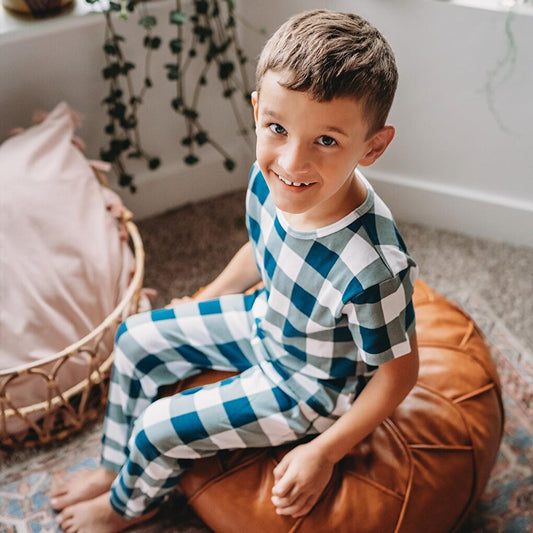 Plaid Short Sleeve Pajama Set