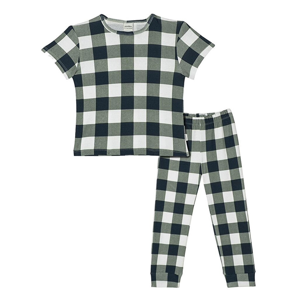 Plaid Short Sleeve Pajama Set