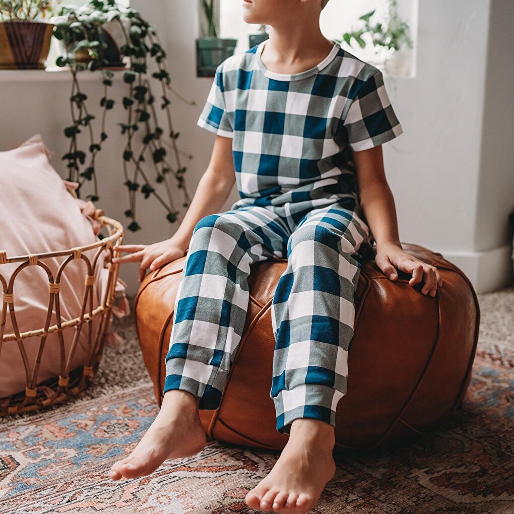 Plaid Short Sleeve Pajama Set