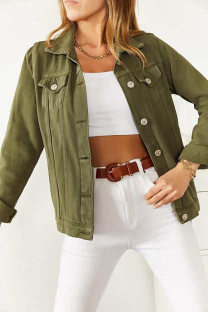 Khaki Denim Jacket 8YXK4-30628-09