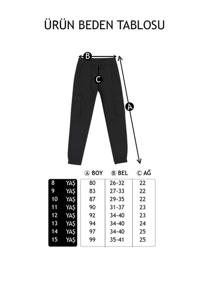 Boy's Cargo Pocket Trousers Canvas Fabric 8-15 Years