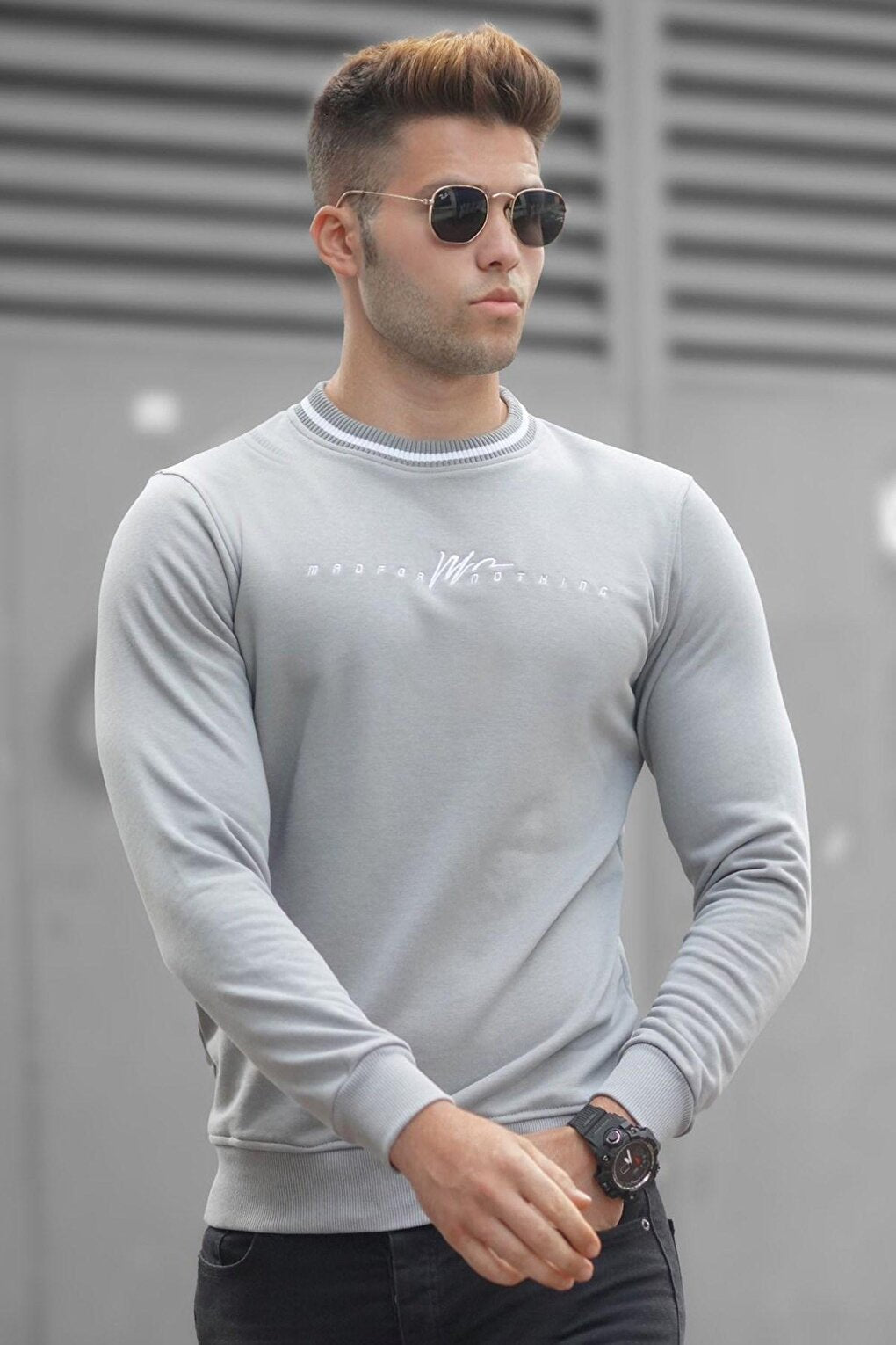 Dyed Gray Knitwear Men's Sweater 5288