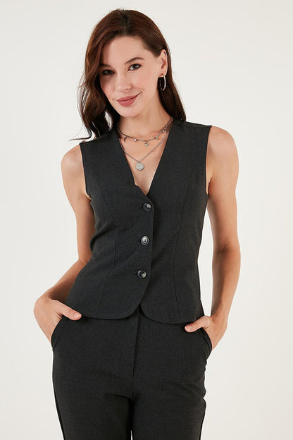 Fitted Lined Classic Woven Vest 611YL030