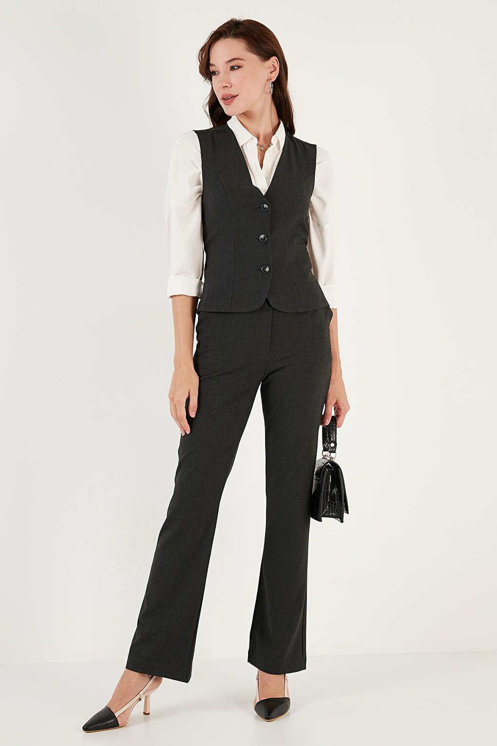 Fitted Lined Classic Woven Vest 611YL030