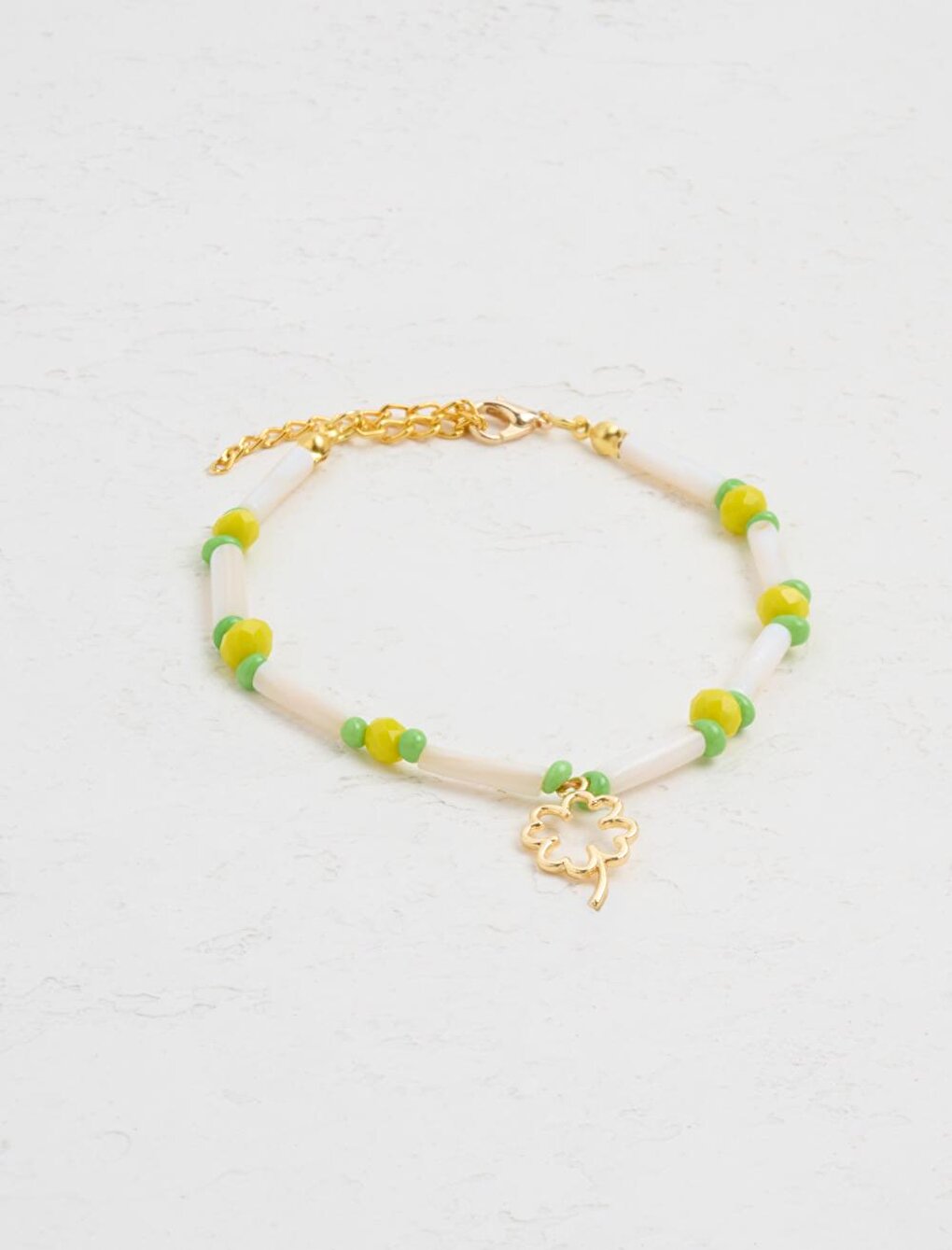 Natural Stone Bracelet with Mixed Clover Detail