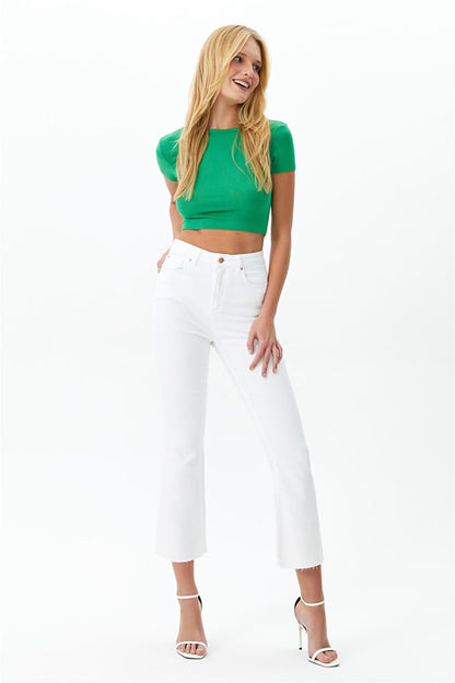 White High Waist Flare Leg Beya Jeans