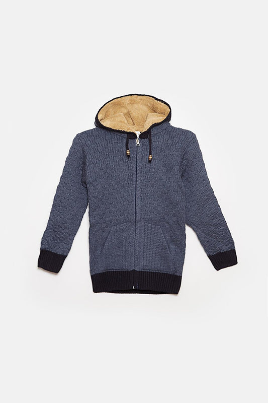 Fur Detailed Knitwear Boys Cardigan