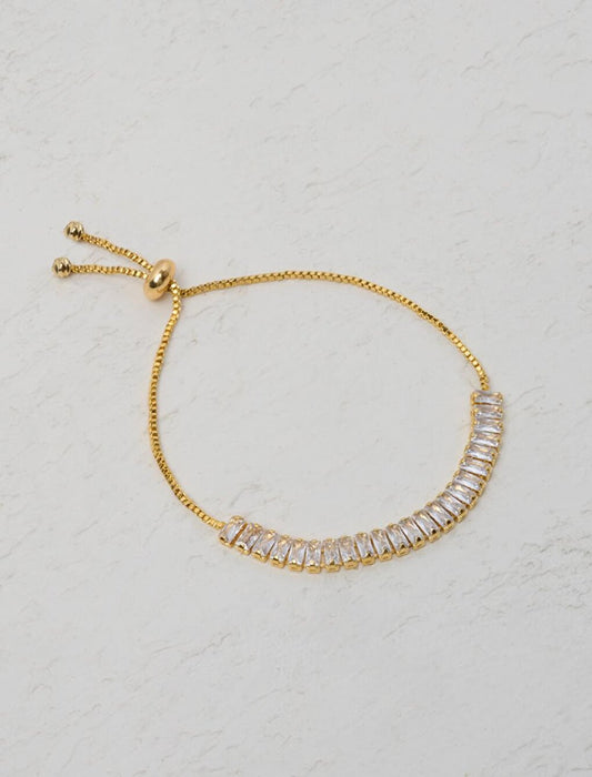 Elegant Waterway Bracelet with Gold Baguette Stone