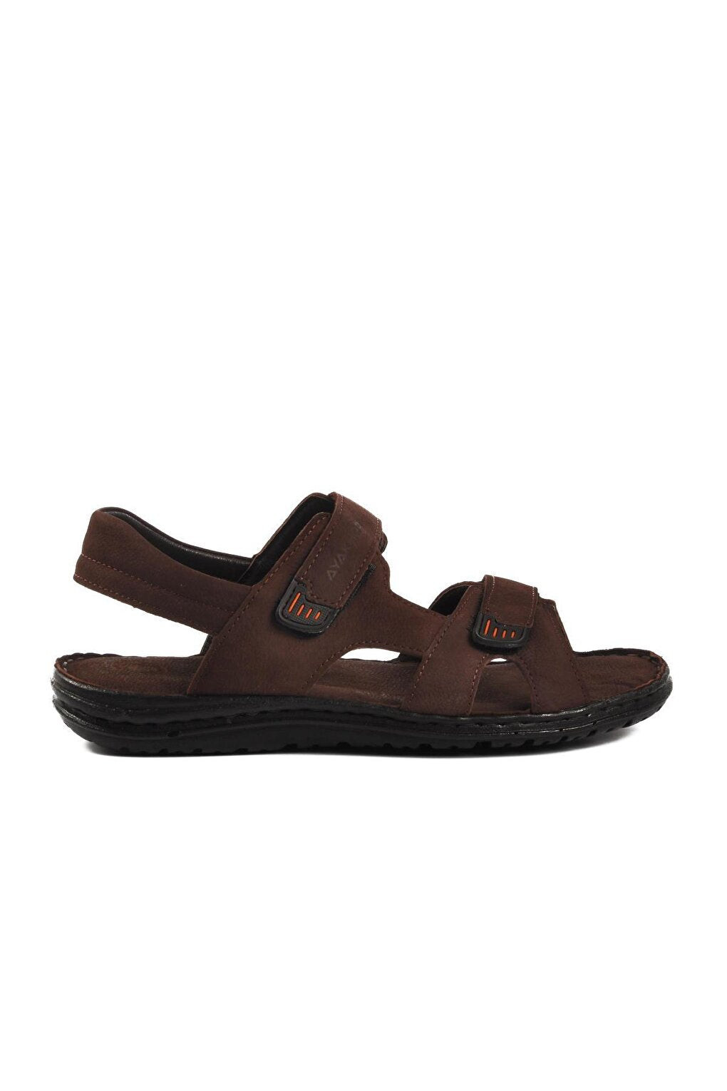 B15.186 Brown Nubuck Inside and Outside Genuine Leather Men's Sandals