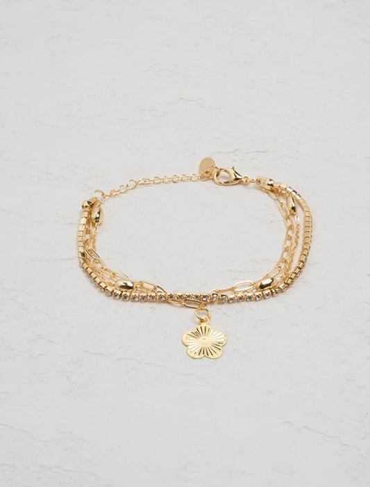 Multiple Bracelet with Gold Flower Figures